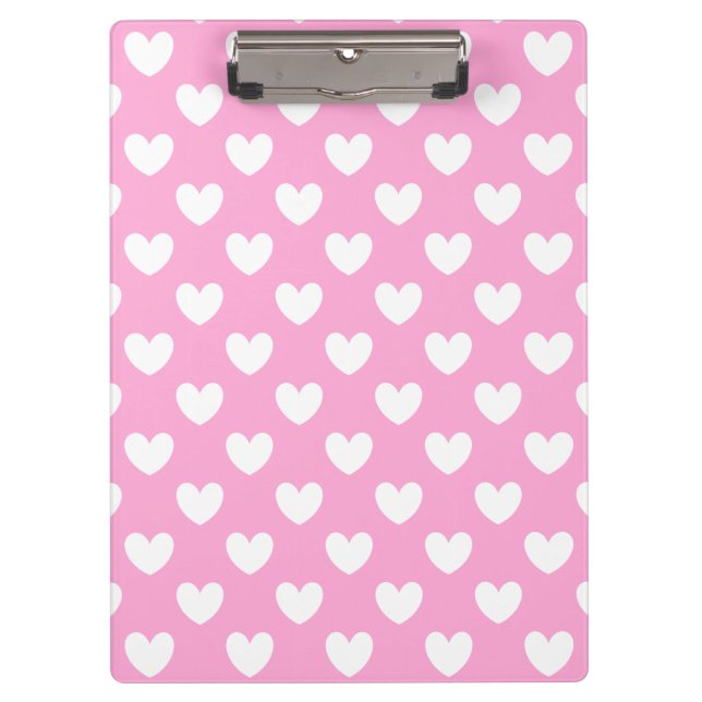Porte-bloc Coeurs de polka blanc sur Cotton Candy rose (Devant)