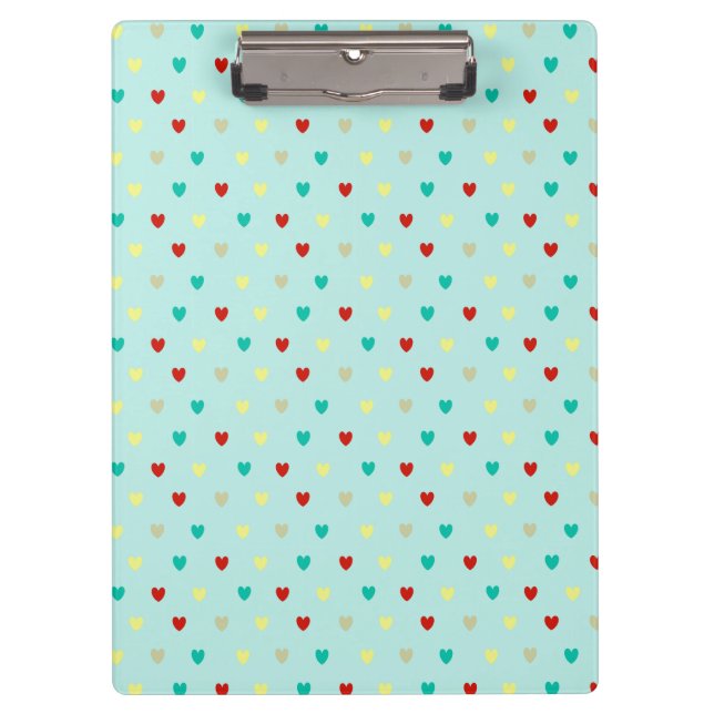 Porte-bloc Coeurs de polka minuscules sur le vert de la mer (Devant)