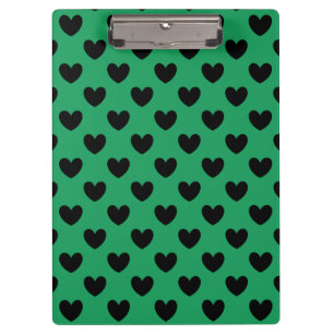 Porte-bloc Coeurs de polka noir sur Kelly green