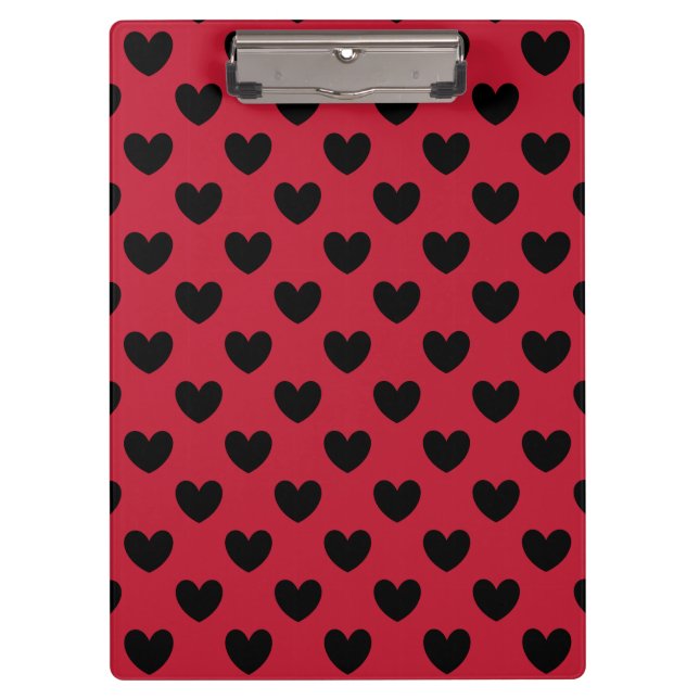 Porte-bloc Coeurs de polka noir sur rouge (Devant)