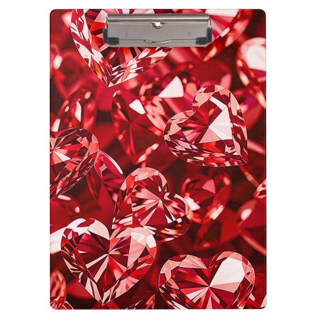 Porte-bloc Coeurs Diamants en Cristal Rouge (Devant)