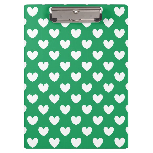 Porte-bloc Coeurs polka blanc sur Kelly green (Devant)