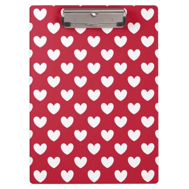 Porte-bloc Coeurs polka blancs et rouges (Devant)
