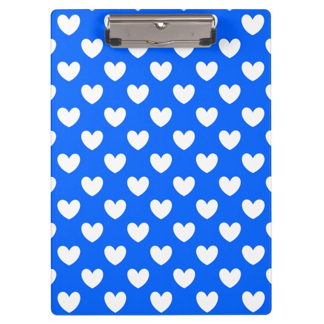 Porte-bloc Coeurs polka blancs sur bleu (Devant)
