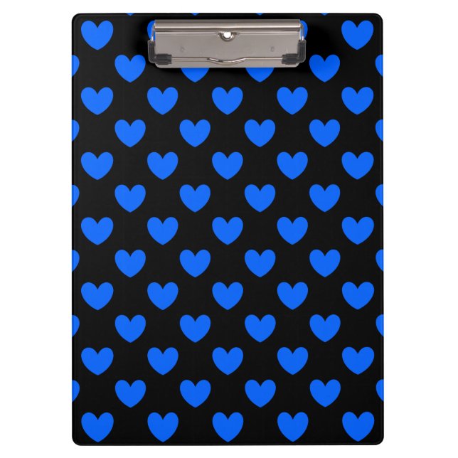 Porte-bloc Coeurs polka bleu sur noir (Devant)