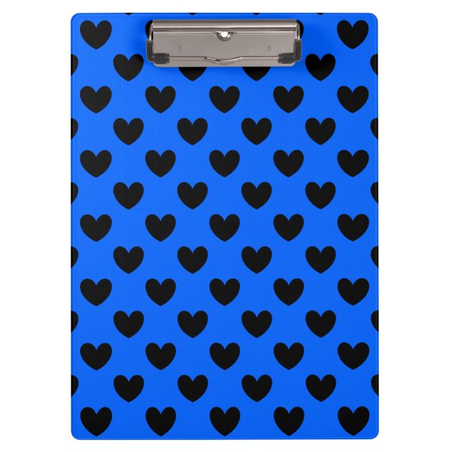 Porte-bloc Coeurs polka noirs sur bleu (Devant)