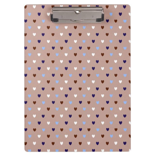 Porte-bloc Coeurs Polka sur brun pâle (Devant)