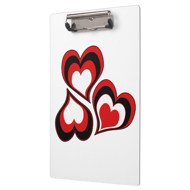 Porte-bloc Coeurs, rouge, noir, blanc, Saint Valentin. (Gauche)