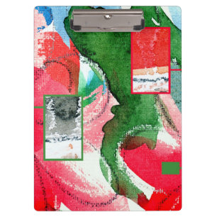 Porte-bloc collage d'art abstrait, médias mélangés et