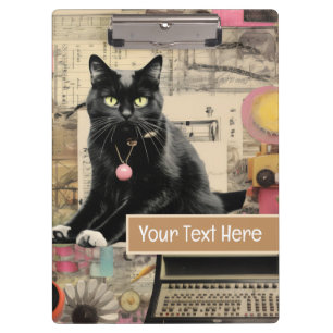 Porte-bloc Collage de chat noir avec des pattes blanches