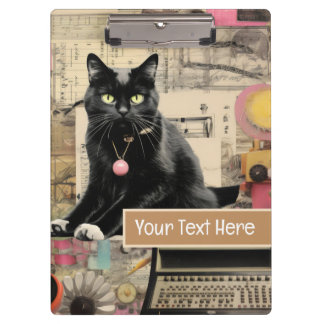 Porte-bloc Collage de chat noir avec des pattes blanches