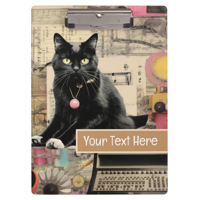 Porte-bloc Collage de chat noir avec des pattes blanches (Devant)