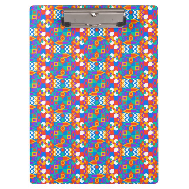 Porte-bloc Colorful clipboard with a vibrant geometric  (Devant)