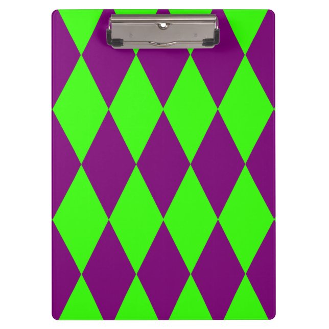 Porte-bloc Conception à carreaux Harlequin vert et violet  (Devant)