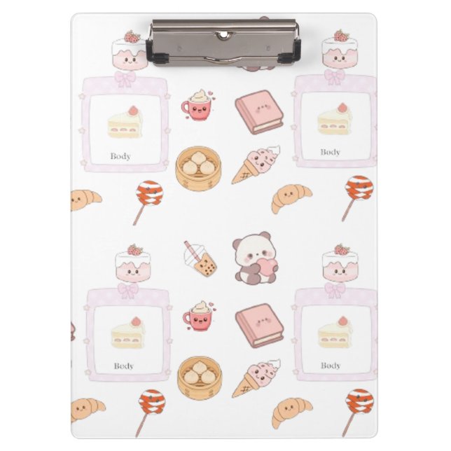 Porte-bloc Conception de dessert friandises rose mignon (Devant)