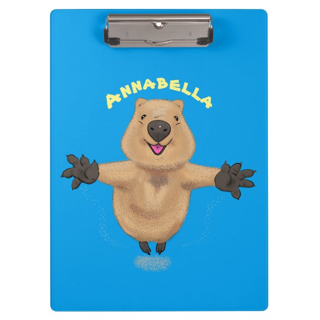 Porte-bloc Conception de dessin animé de quokka sautant heure (Devant)