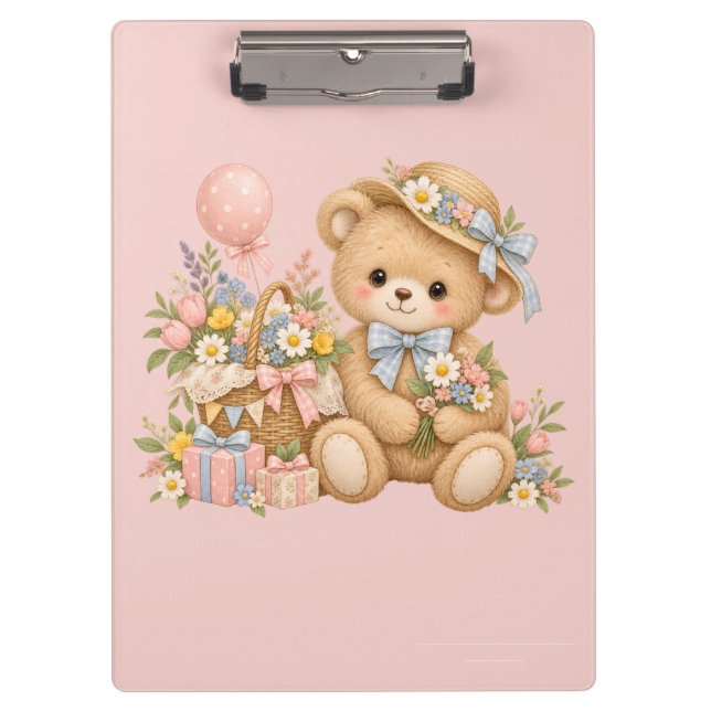 Porte-bloc Conception de fête de nounours mignon (Devant)
