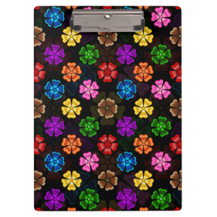 Porte-bloc Conception de fleurs arc-en-ciel rétro colorées No