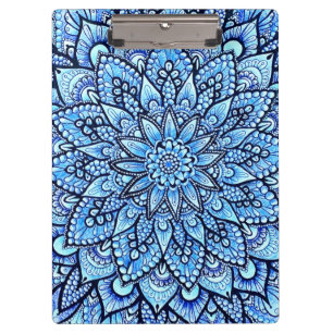Porte-bloc Conception de mandala au crayon de couleur bleue,