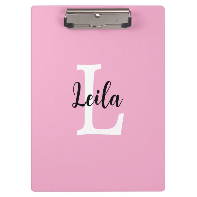 Porte-bloc Conception de nom de monogramme rose personnalisé (Devant)
