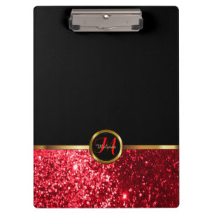 Porte-bloc Conception de Parties scintillant rouge Monogramme