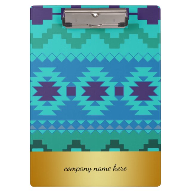 Porte-bloc Conception de textile bleu fond de badge or (Devant)