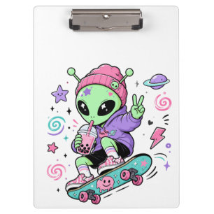 Porte-bloc Conception de thé à bulles Alien Skater Kawaii