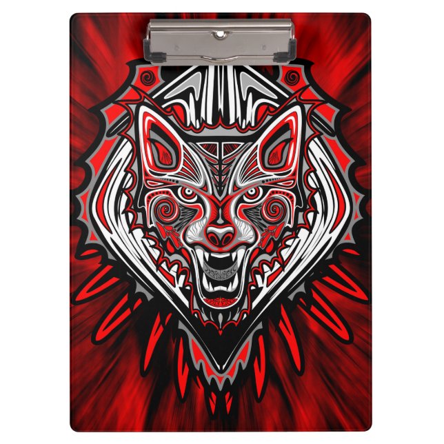 Porte-bloc Conception de totem tribal Haida de loup (Devant)