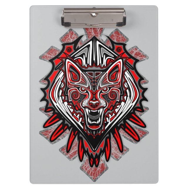 Porte-bloc Conception de totem tribal Haida Loup (Devant)