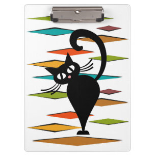 Porte-bloc Conception du chat noir du milieu du siècle