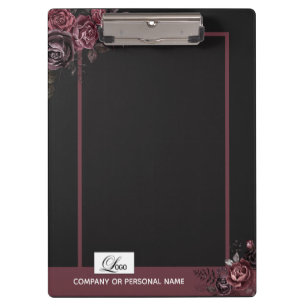 Porte-bloc Conception florale de rose romantique noire élégan