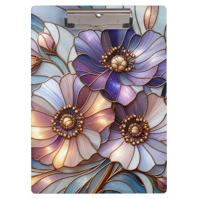 Porte-bloc Conception florale élégante en verre teinté dans d (Devant)