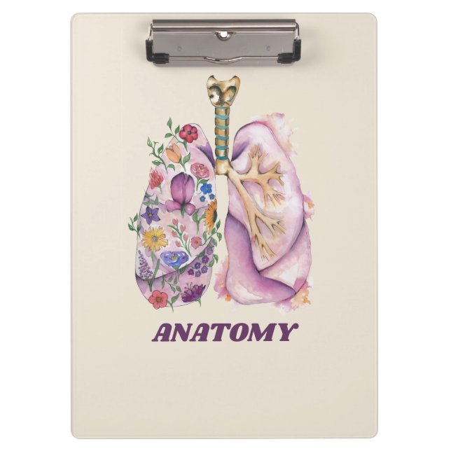 Porte-bloc Conception Médicale Aquarelle Anatomie du Poumon F (Devant)