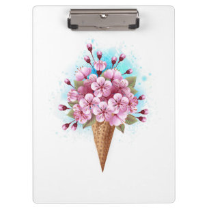 Porte-bloc Cône rose Sakura crème glacée gaufre
