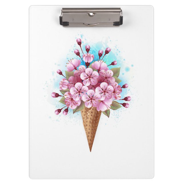 Porte-bloc Cône rose Sakura crème glacée gaufre (Devant)