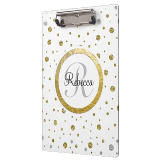 Porte-bloc Confetti d'argenterie en feuilles d'or monogramme