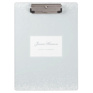 Porte-bloc Confettis bleus de blanc gris de monogramme simple