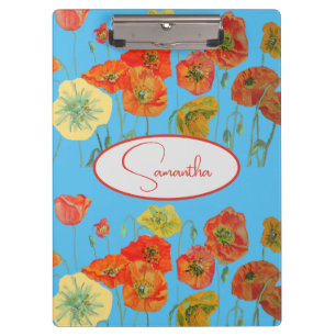 Porte-bloc Coquelicot orange rouge Poppies floral Nom de fill