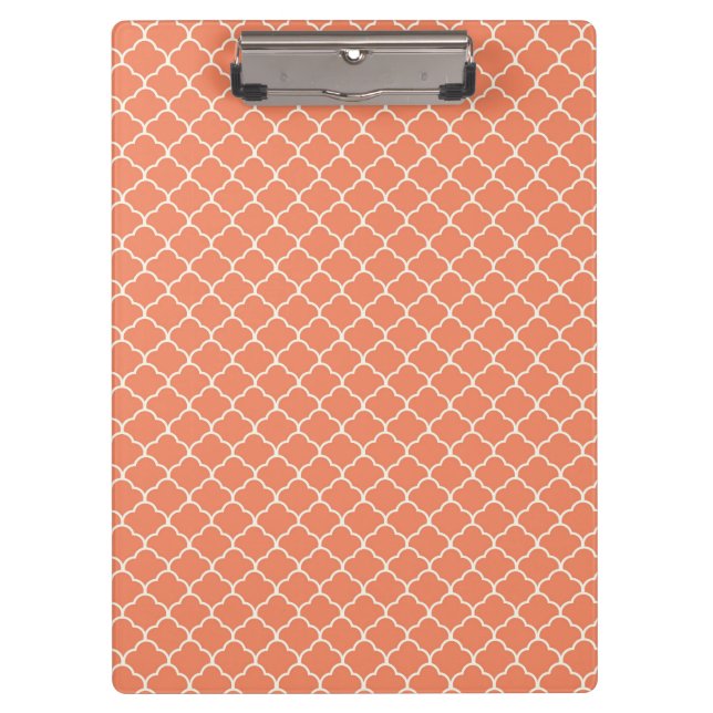 Porte-bloc Coral Orange, Saumon, Quatrefoil marocain (Devant)