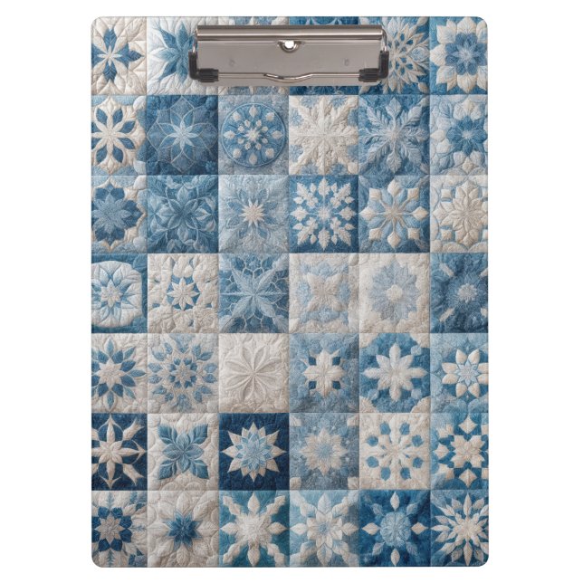 Porte-bloc Couche de flocons de neige bleu et blanc (Devant)