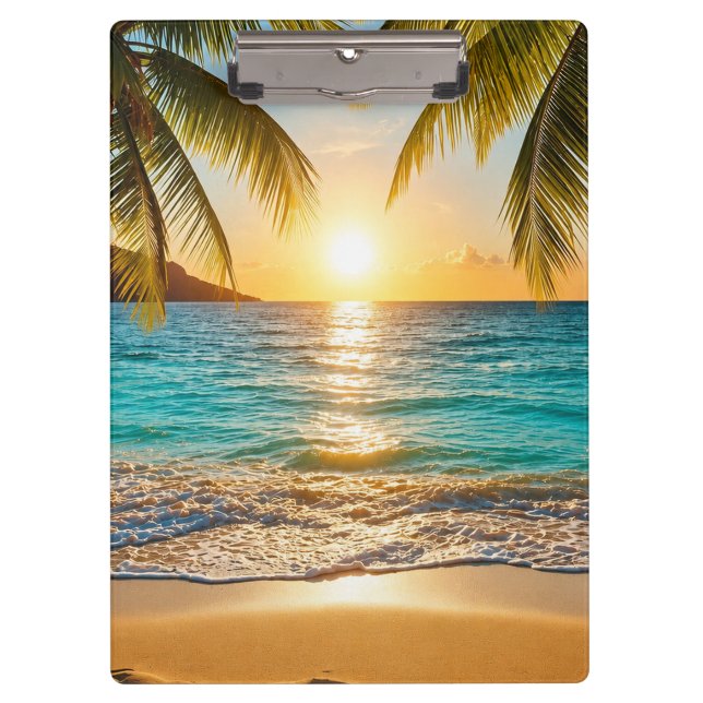 Porte-bloc Coucher de soleil à l'heure dorée Palm Beach (Devant)