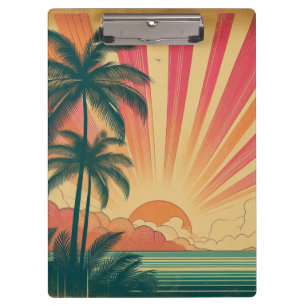 Porte-bloc Coucher de soleil rétro/tropical vintage/hawaïen