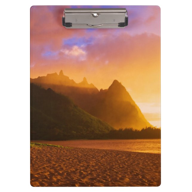 Porte-bloc Coucher de soleil sur la plage dorée, Hawaï (Devant)