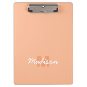 Porte-bloc Couleur pêche pastel cool avec nom de monogramme p