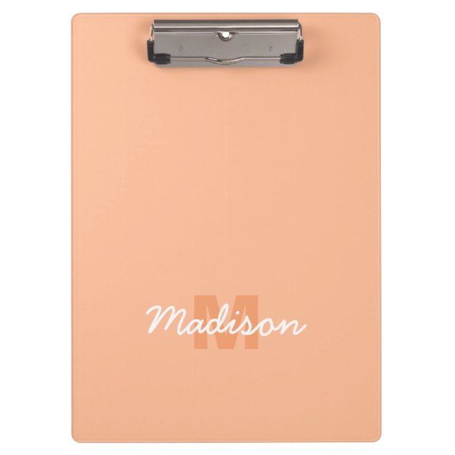 Porte-bloc Couleur pêche pastel cool avec nom de monogramme p (Devant)
