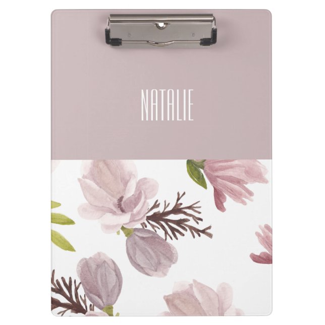 Porte-bloc Couleur personnalisée et motif rose floral mignon (Devant)