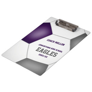 Porte-bloc couleurs d'équipe violet gris entraîneur de footba