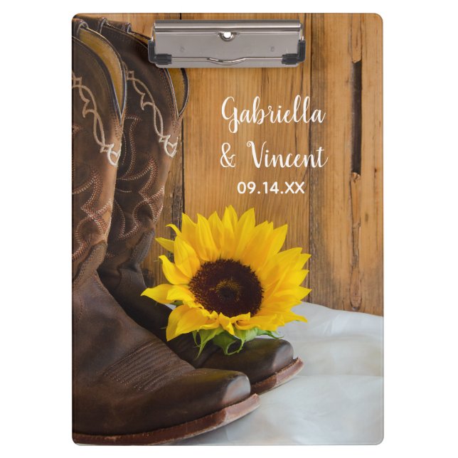 Porte-bloc Country Sunflower Western Mariage Planning (Devant)