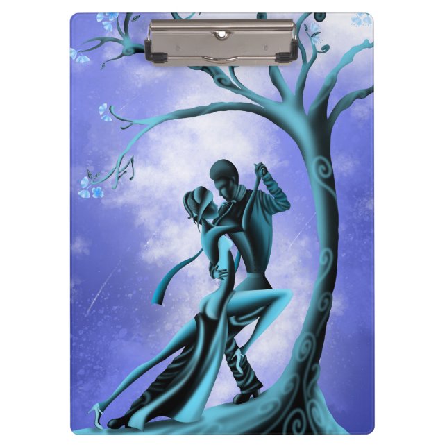 Porte-bloc Couple romantique dansant le tango bleu (Devant)