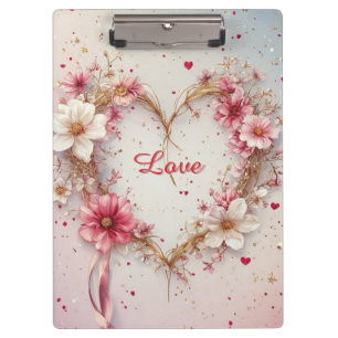 Porte-bloc Couronne de cœur florale rose romantique